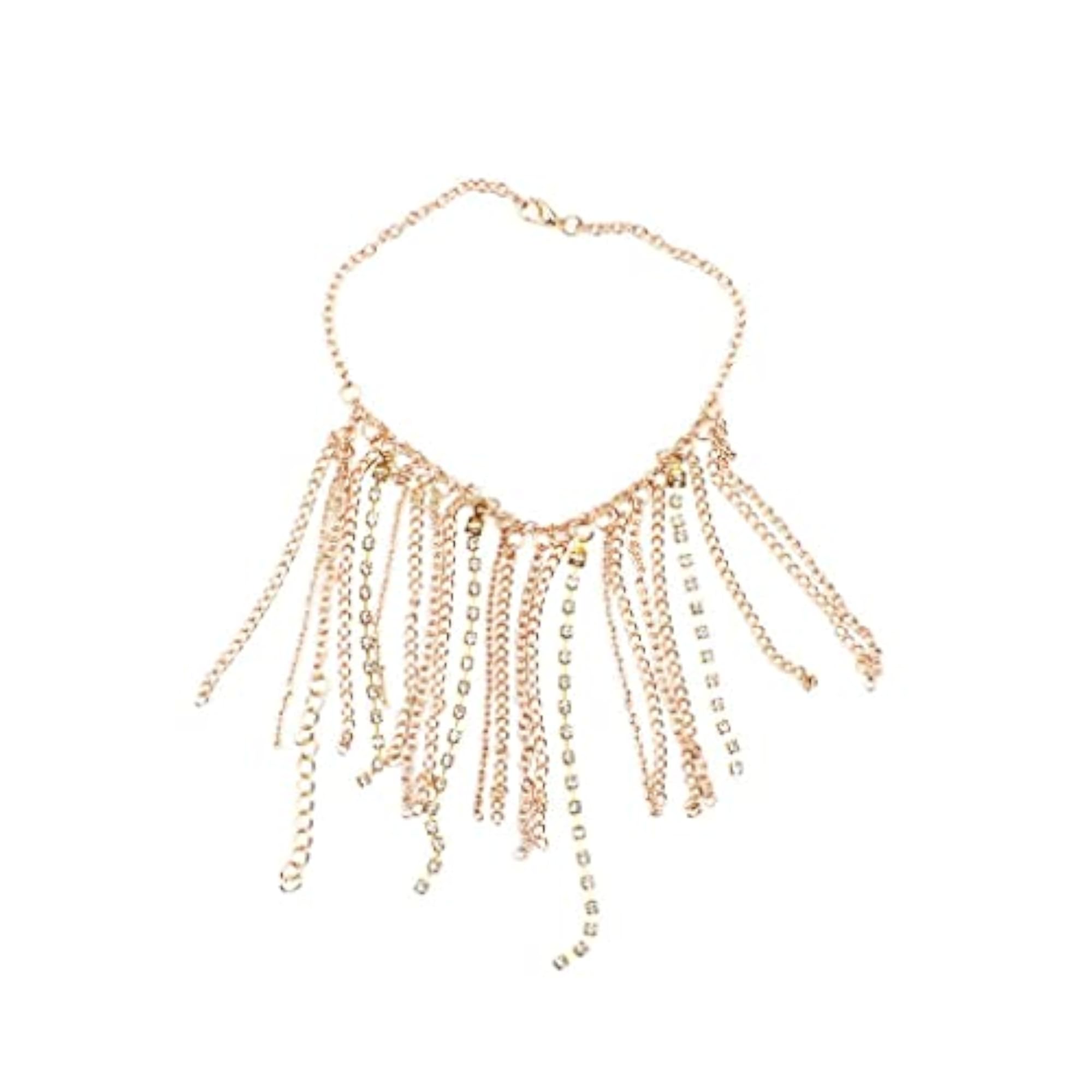 Women's Rhinestone Chain Ankle Bracelet, Golden